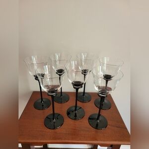 Mikasa Tulip Crystal Black Stemmed Wine Glasses